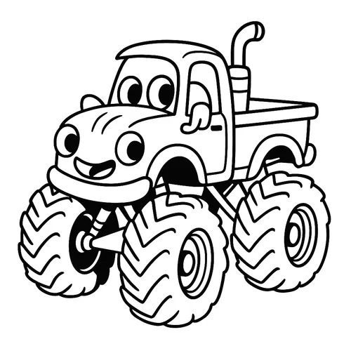 Friendly Monster Truck Smiles coloring page