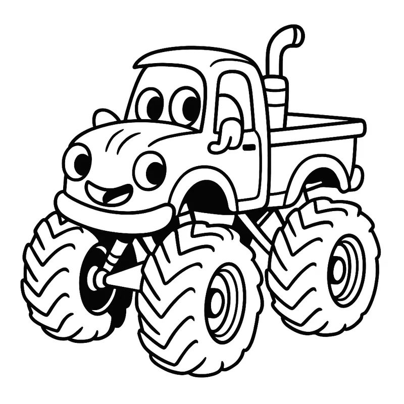 Friendly Monster Truck Smiles coloring page