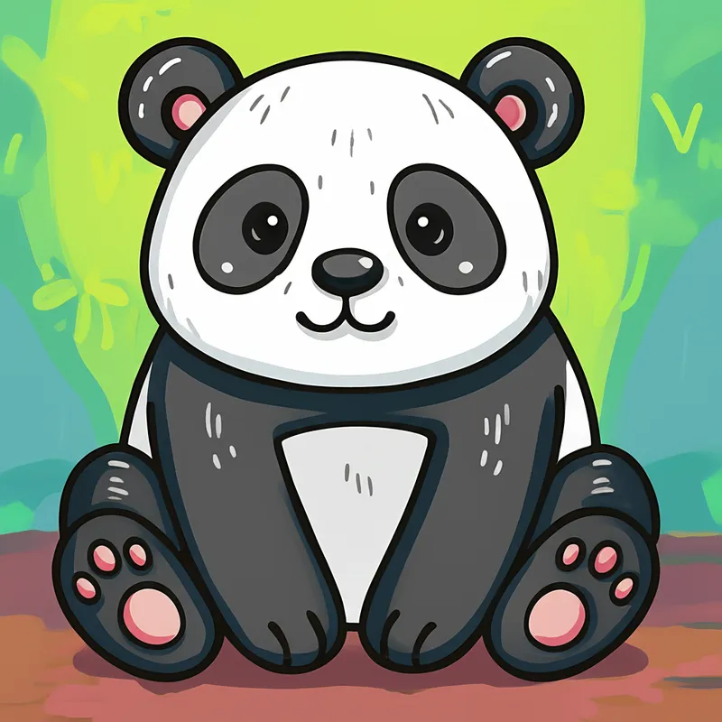 Cute Panda Pal Coloring Coloring Page colored reference