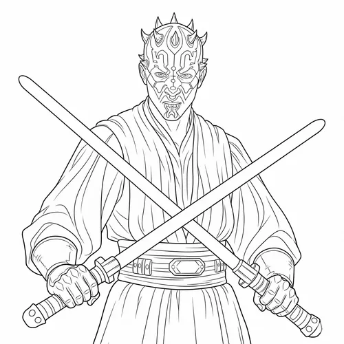 Darth Maul Dual Lightsabers Coloring Page coloring page