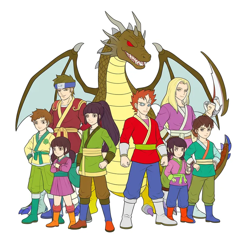 Dragon Warrior Team Power Coloring Page colored reference