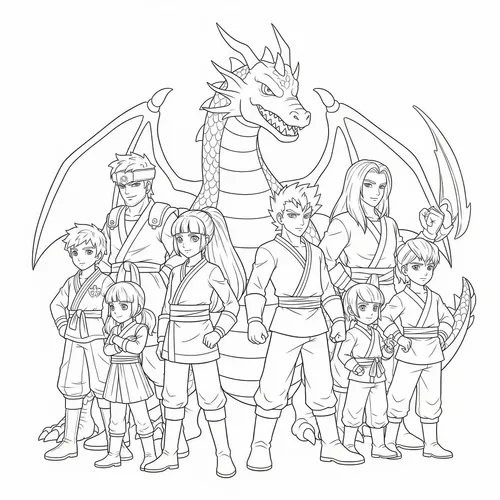 Dragon Warrior Team Power Coloring Page coloring page
