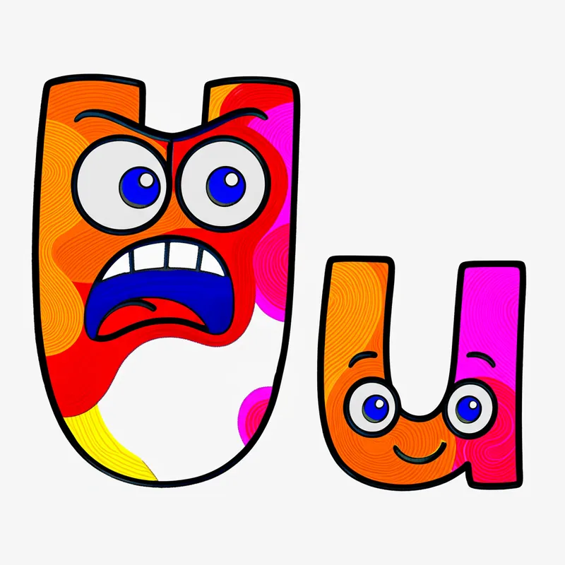 Expressive Letter U Friends Coloring Page colored reference