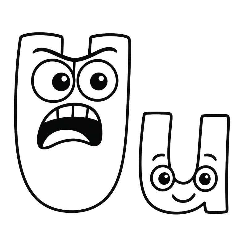 Expressive Letter U Friends Coloring Page coloring page