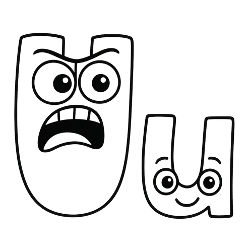 Expressive Letter U Friends Coloring Page coloring page