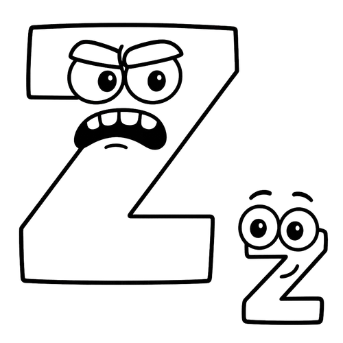 Expressive Letter Z Duo Coloring Page coloring page