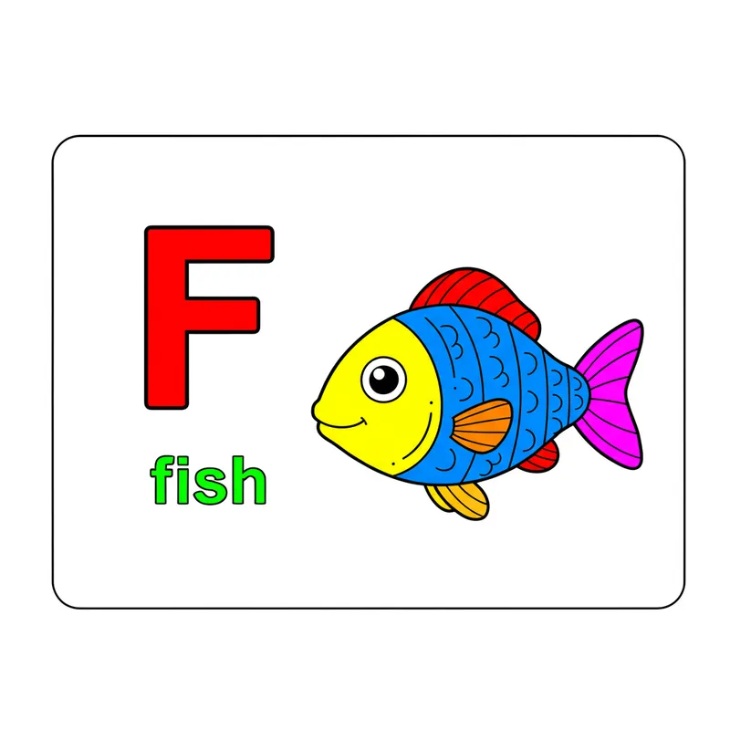 F is for Fish Fun Coloring Page colored reference