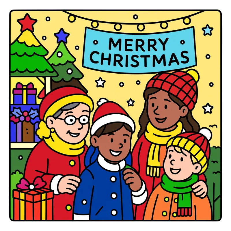 Festive Family Christmas Fun colored reference