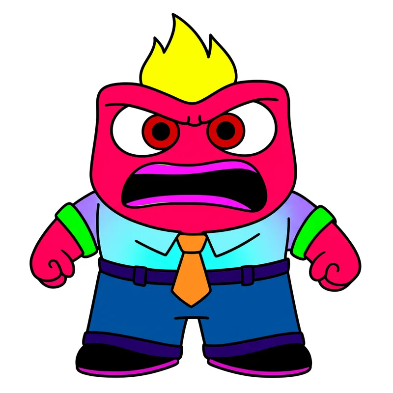 Fiery Emotion Character Page Coloring Page colored reference