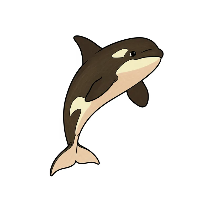Friendly Leaping Orca Coloring Page colored reference