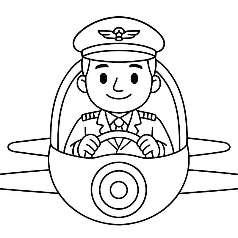 Friendly Sky Captain Coloring Page coloring page