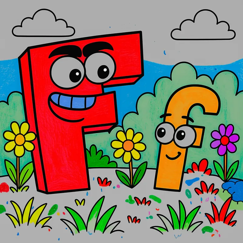 Fun With Letter F Coloring Page colored reference