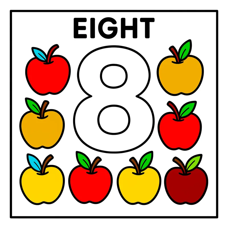 Fun With Number Eight Coloring Page colored reference