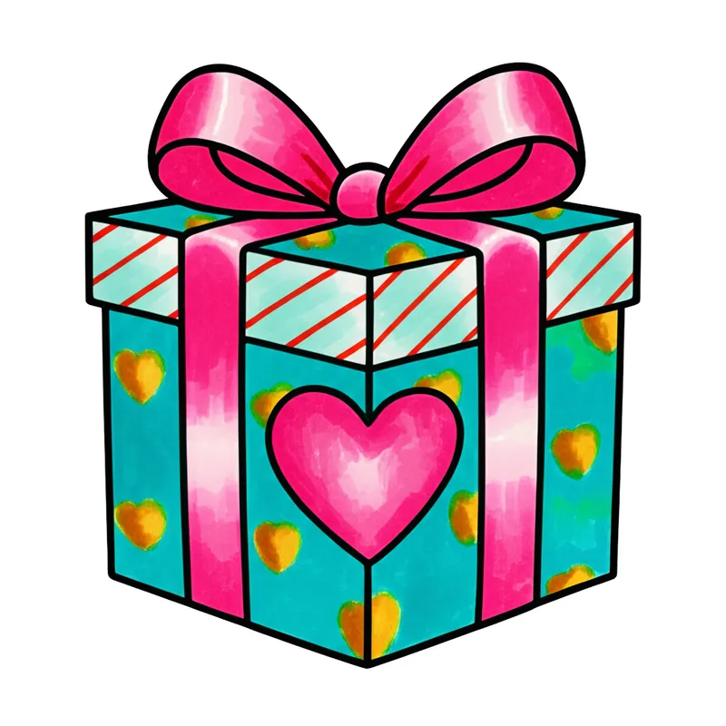 Gift Of Love Box Coloring Page colored reference
