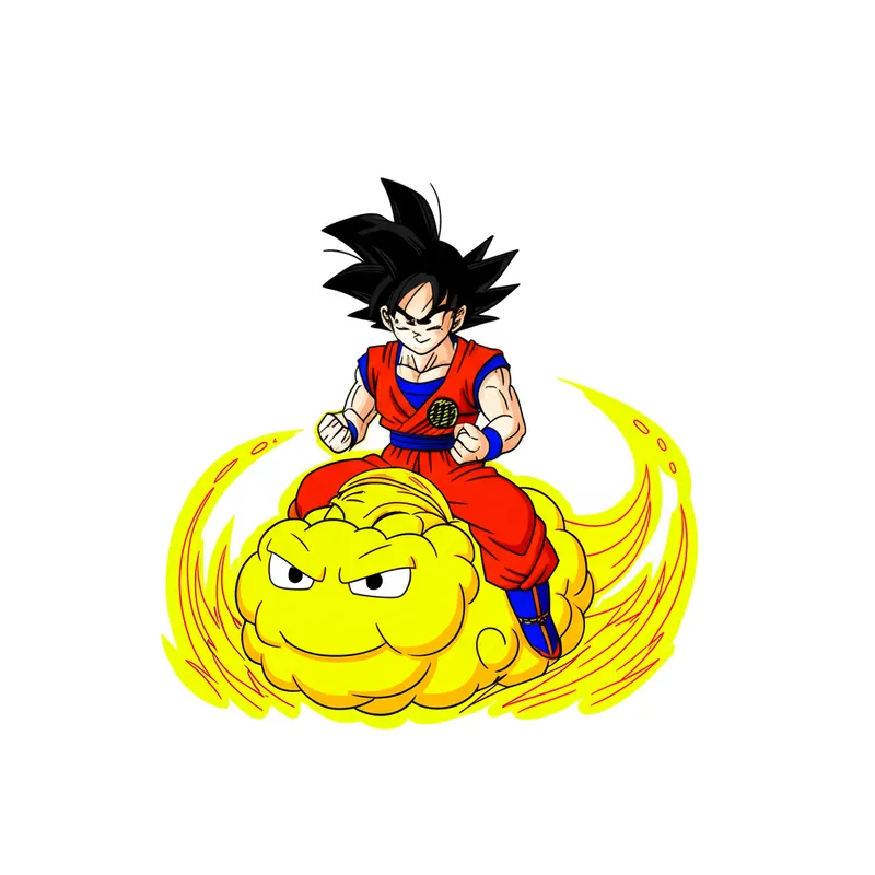Goku Flying Nimbus Adventure Coloring Page colored reference