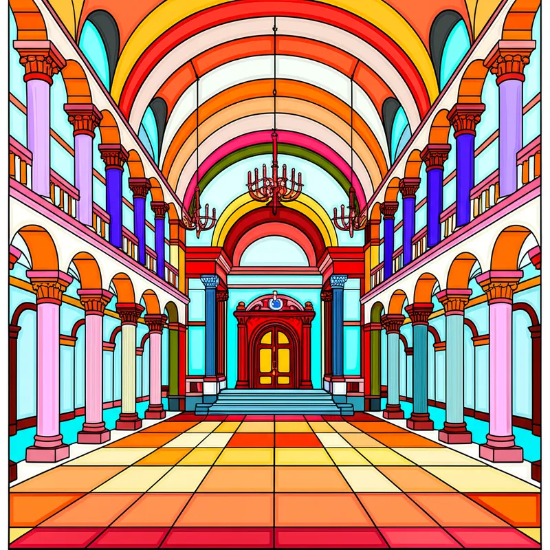 Grand Ballroom Splendor Coloring Page colored reference