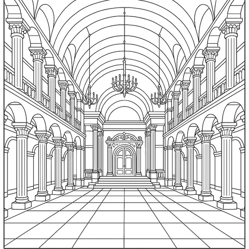 Grand Ballroom Splendor Coloring Page coloring page