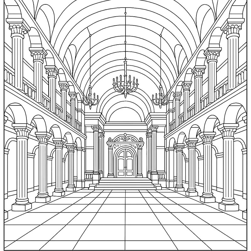 Grand Ballroom Splendor Coloring Page coloring page