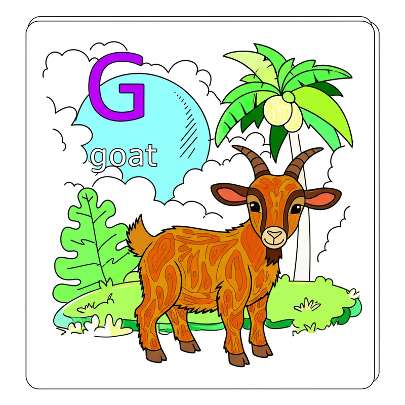 Great Goat Alphabet Fun Coloring Page colored reference