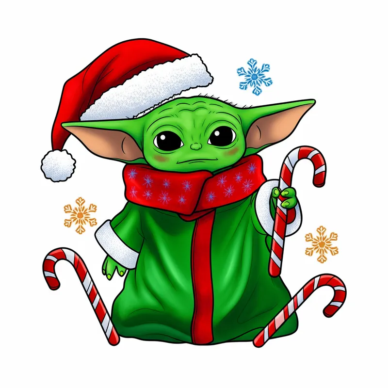 Festive Alien with Candy Canes Coloring Page colored reference