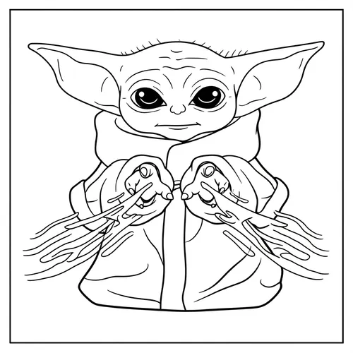 Grogu's Force Power Unleashed Coloring Page coloring page