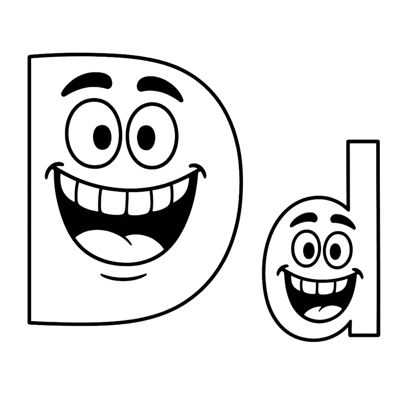 Happy Letter D Duo Coloring Page coloring page