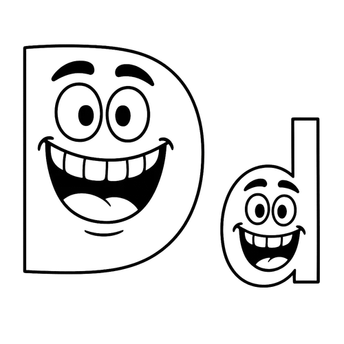 Happy Letter D Duo Coloring Page coloring page