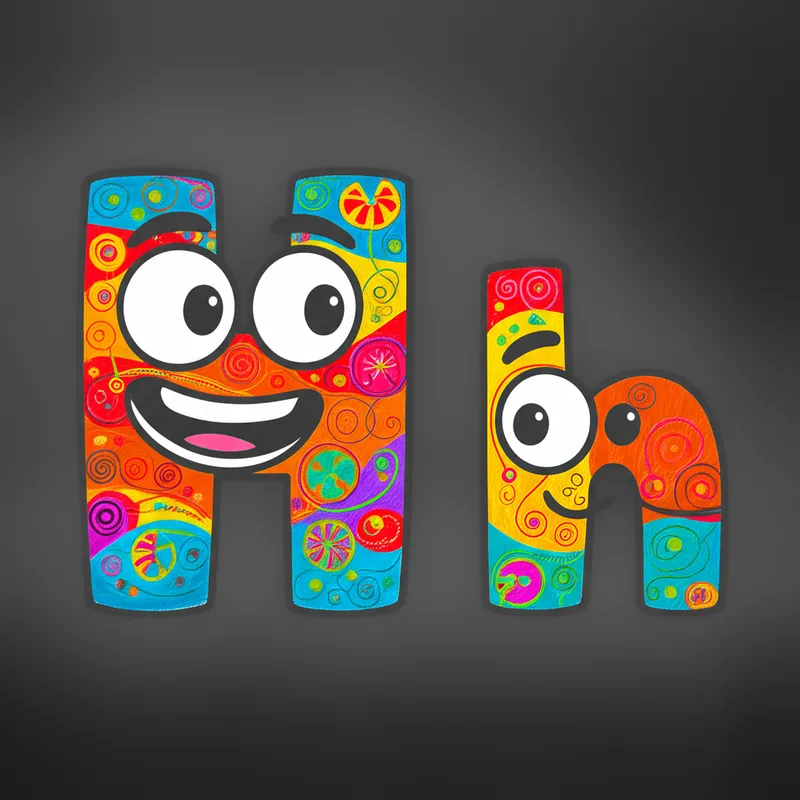 Happy Letter H Characters Coloring Page colored reference