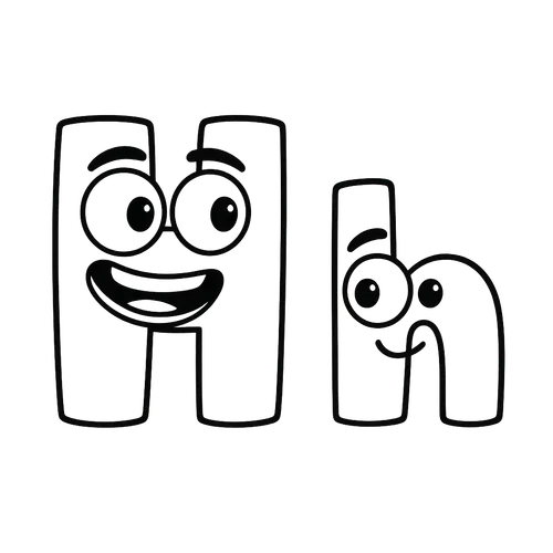 Happy Letter H Characters Coloring Page coloring page