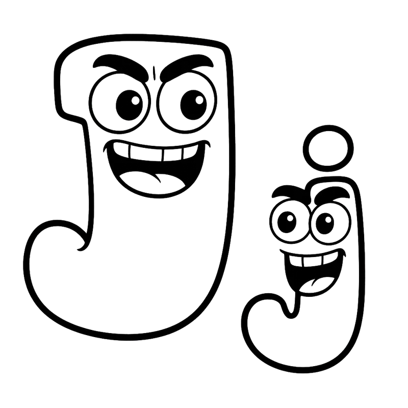 Jolly Letter J Characters Coloring Page coloring page
