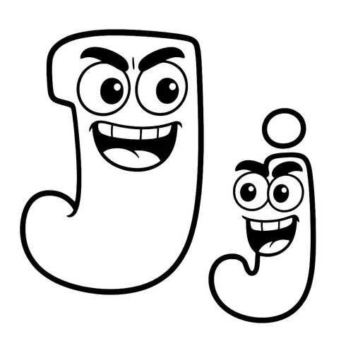 Jolly Letter J Characters Coloring Page coloring page