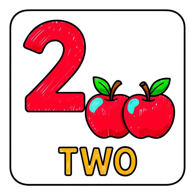 Learn Number Two Apples Coloring Page colored reference