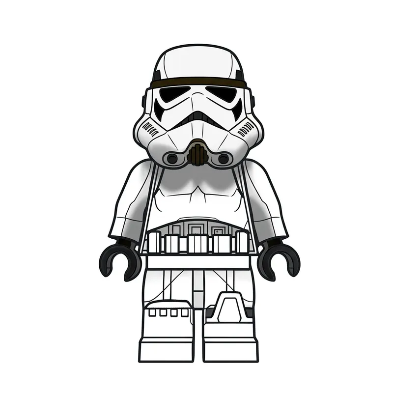 LEGO Stormtrooper Ready for Duty Coloring Page colored reference