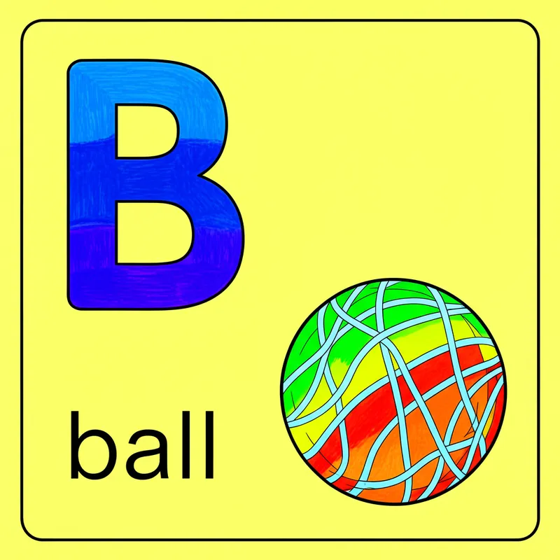 Learn B with a Ball Coloring Page colored reference