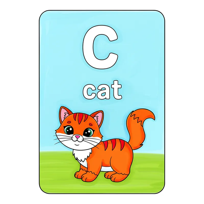 Letter C Cat Fun Coloring Page colored reference