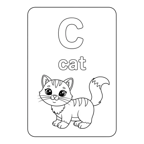 Letter C Cat Fun Coloring Page coloring page