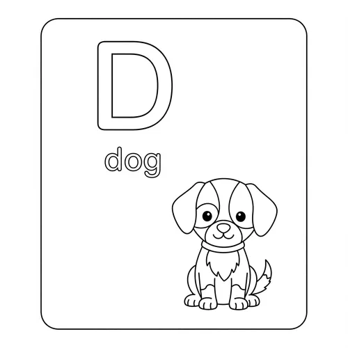 Letter D Dog Delight Coloring Page coloring page