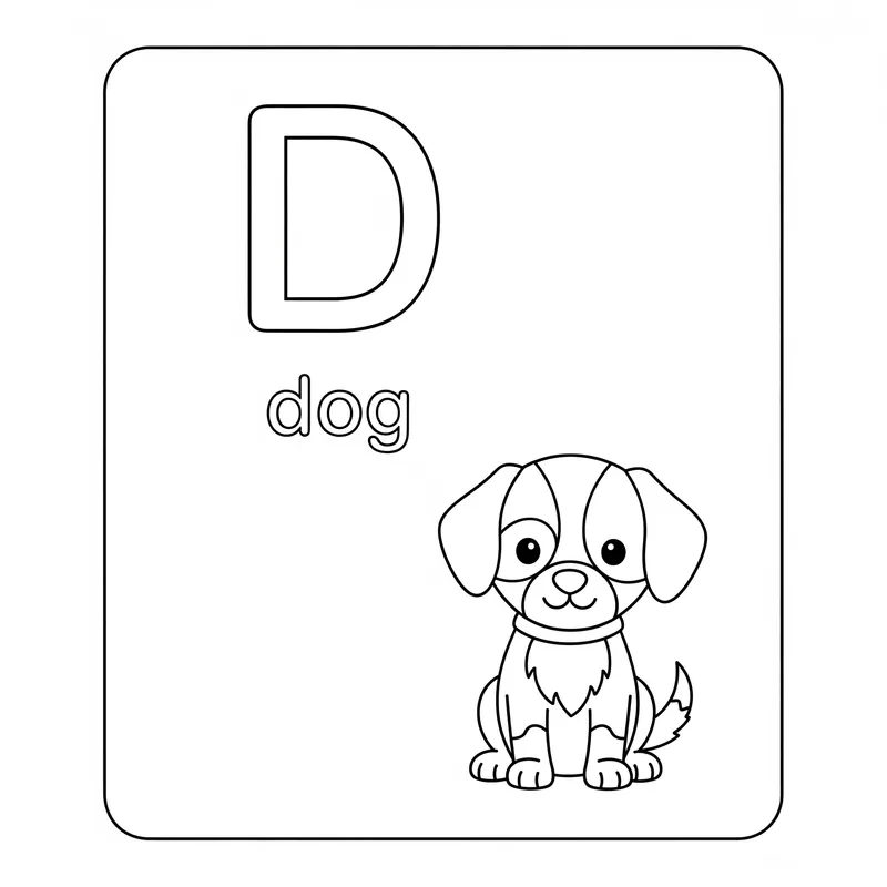 Letter D Dog Delight Coloring Page coloring page