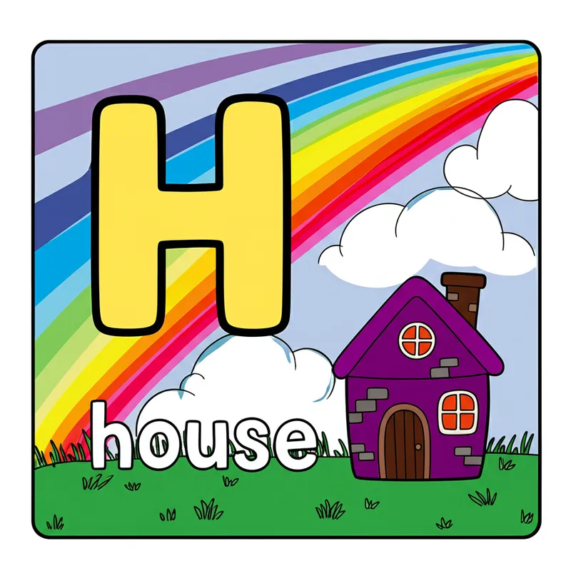 Letter H House Fun Coloring Page colored reference