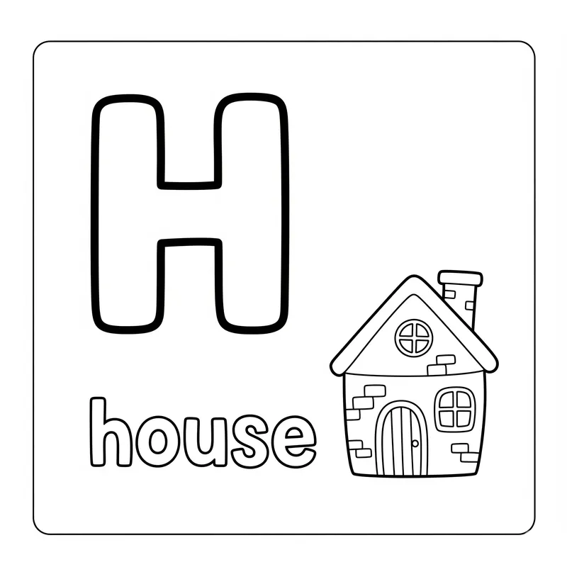 Letter H House Fun Coloring Page coloring page