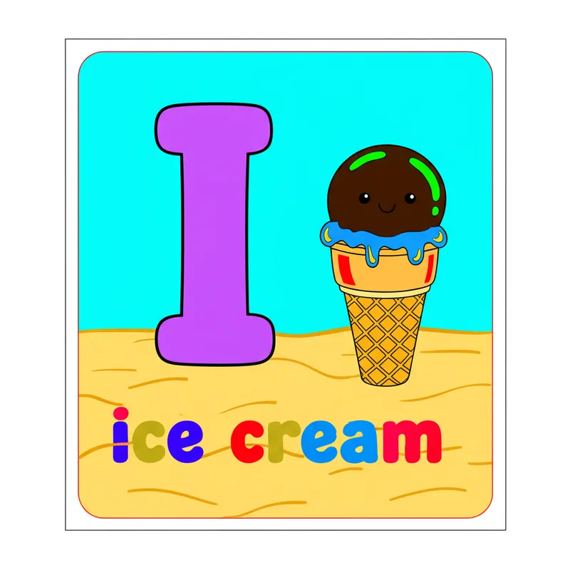 Letter I for Ice Cream Fun Coloring Page colored reference