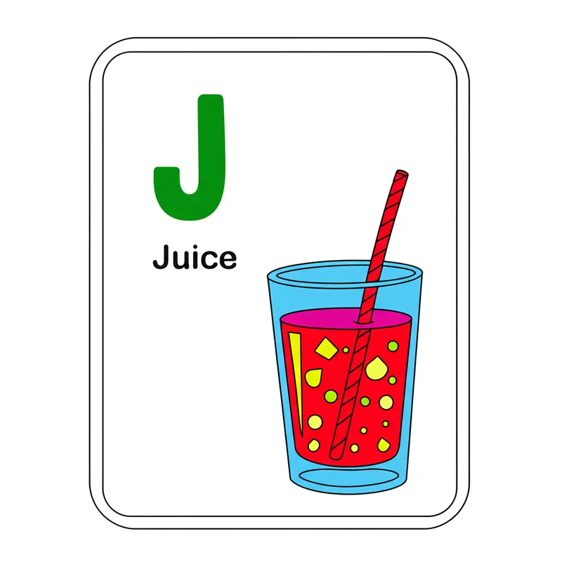 Letter J Juicy Refreshment Coloring Page colored reference