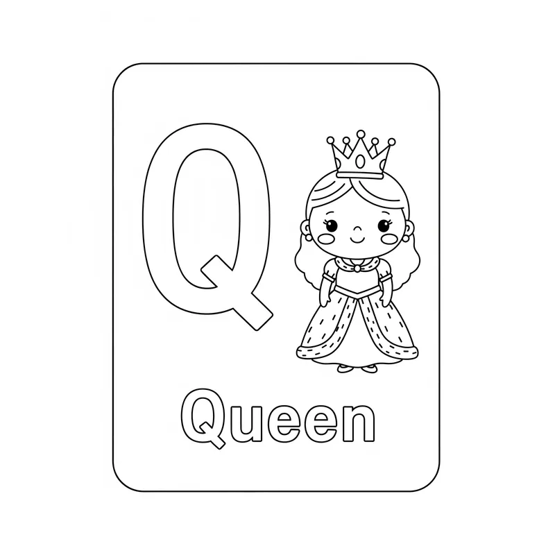 Letter Q Queen Alphabet Page Coloring Page coloring page