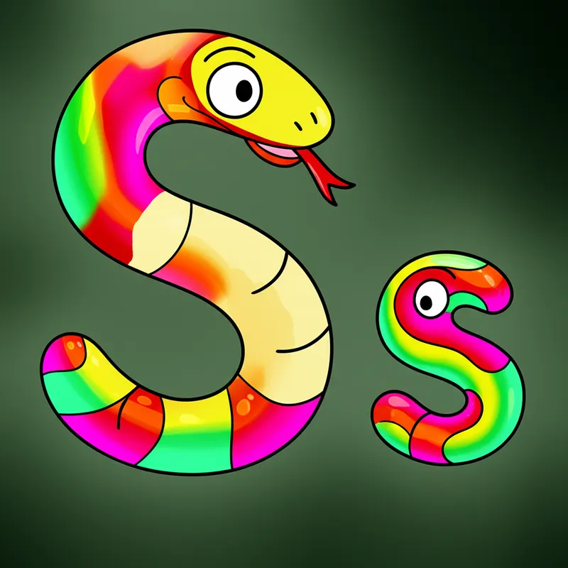 Slithering S Snake Style Coloring Page colored reference