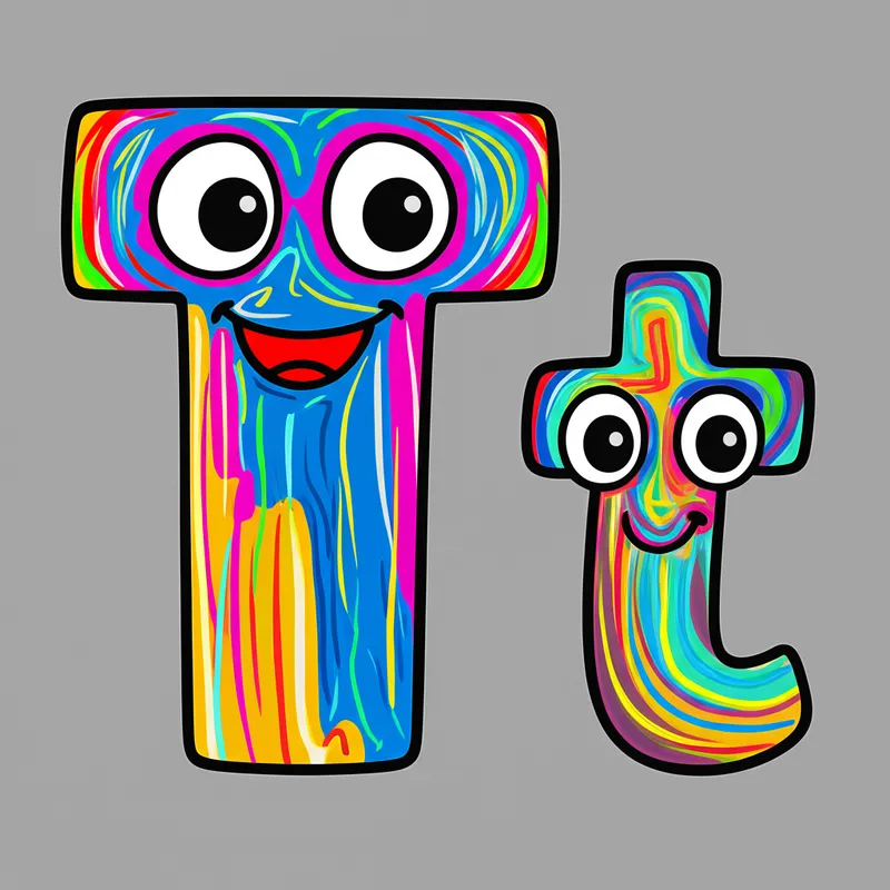 Cartoon Letter T Friends Coloring Page colored reference