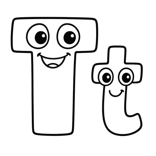 Cartoon Letter T Friends Coloring Page coloring page