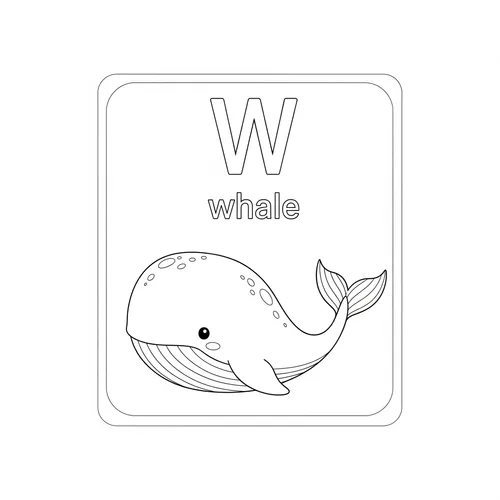 Letter W Whale Fun Coloring Page coloring page