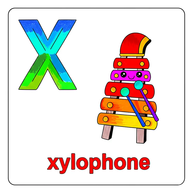 Letter X Xylophone Melody Coloring Page colored reference