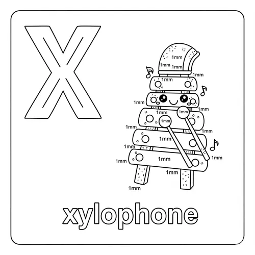 Letter X Xylophone Melody Coloring Page coloring page