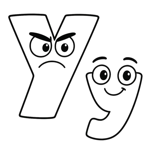 Expressive Letter Y Characters Coloring Page coloring page